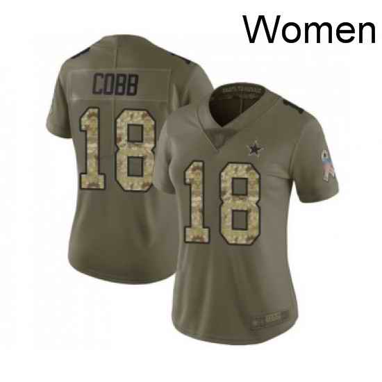 Womens Dallas Cowboys 18 Randall Cobb Limited Olive Camo 2017 Salute to Service Football Jersey